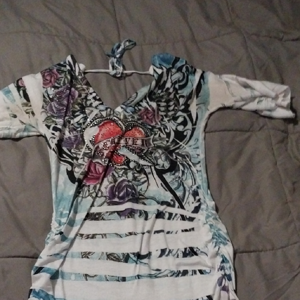 Bling Bling Floral Graphic Cut-Out Dress